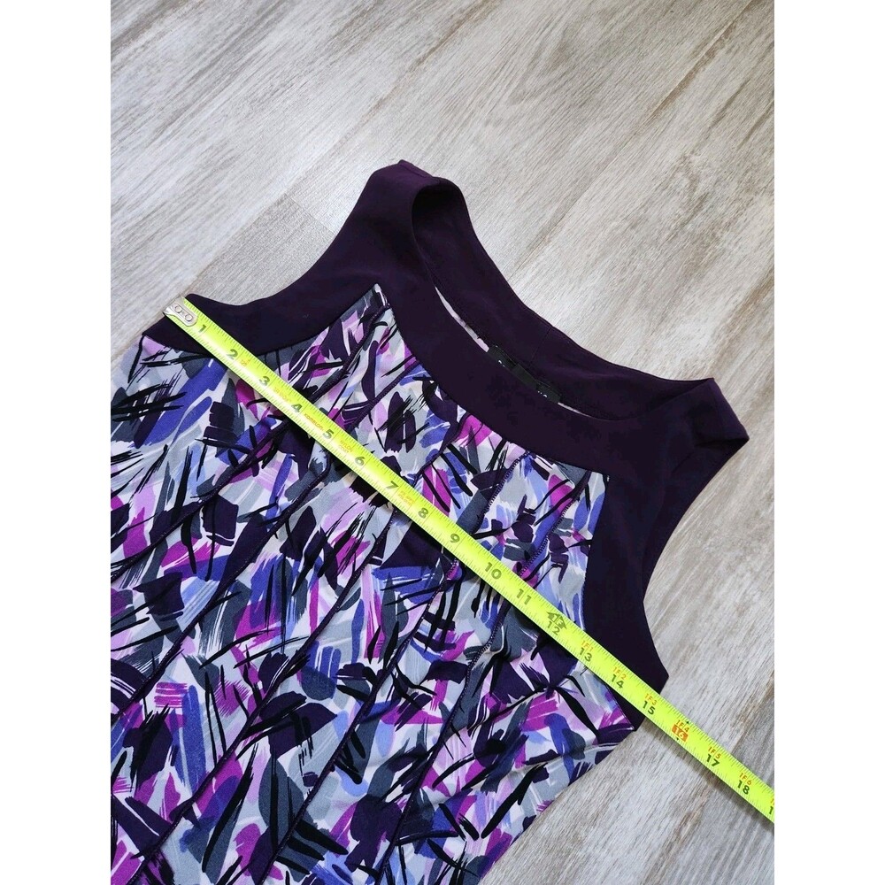 Perceptions Purple Geometric Fit Flare Dress Sleeveless Ribbed Knee Length 4P - Picture 7 of 11